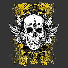 印花矢量圖 T恤圖案 圖文結合 人物 骷髏 免費素材