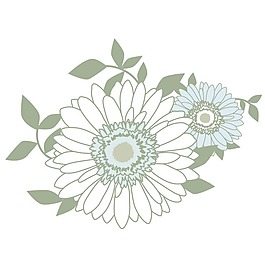 印花矢量圖 寫實(shí)花卉 花朵 菊花 樹葉 免費(fèi)素材