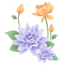 印花矢量圖 寫(xiě)實(shí)花卉 花朵 蓮花 荷花 免費(fèi)素材