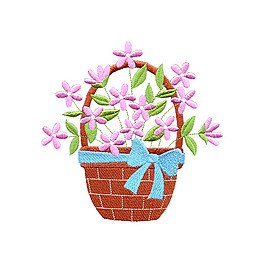 绣花 植物 花朵 生活元素 花篮 免费素材