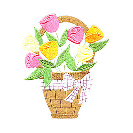 绣花 植物 花朵 生活元素 花篮 免费素材