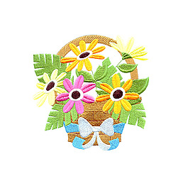 绣花 植物 花朵 生活元素 花篮 免费素材