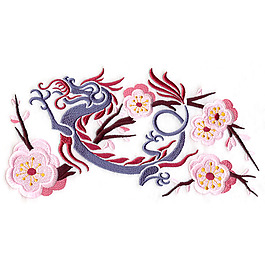 繡花 花朵 梅花 樹枝 龍 免費(fèi)素材