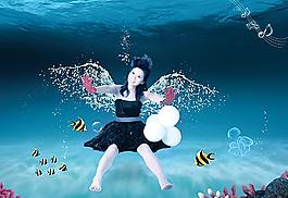 海底世界人物海报图片