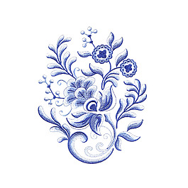 繡花 植物 花朵 青花 免費素材