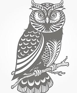 貓頭鷹剪紙矢量