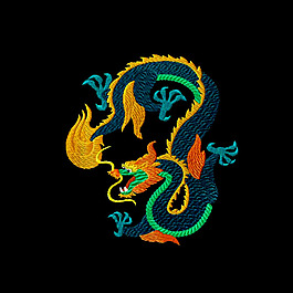绣花 十二生肖 动物 龙 免费素材