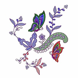 繡花 花朵 花紋 蝴蝶 免費(fèi)素材