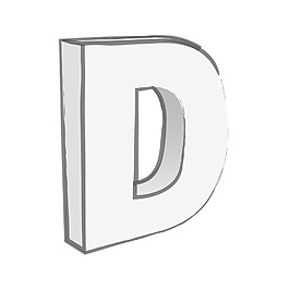 復(fù)古的3D字母D文本向量