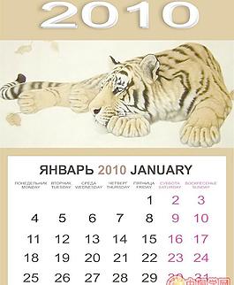 2010虎年精美臺(tái)歷模板矢量素材
