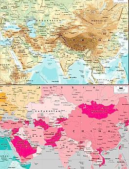 精美亚洲地图矢量素材