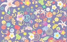 可愛抽象花朵背景矢量素材