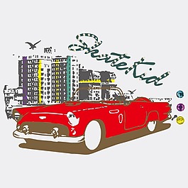 印花矢量圖 T恤圖案 汽車(chē) 建筑 文字 免費(fèi)素材