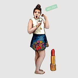 印花矢量圖 T恤圖案 人物 女人 口紅 免費(fèi)素材