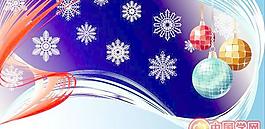 圣誕節(jié)吊球雪花背景矢量素材