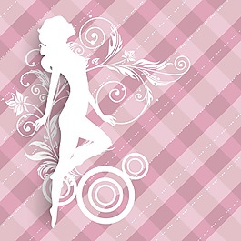 三八婦女節(jié)賀卡或海報與抽象的粉紅色背景女孩插畫設計
