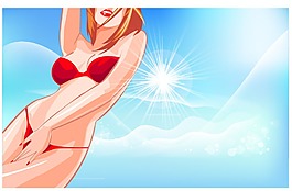 阳光下的比基尼美女