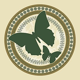 印花矢量圖 動物 蝴蝶 圓形 色彩 免費素材