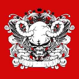 印花矢量圖 T恤圖案 生活元素 骷髏 翅膀 免費(fèi)素材