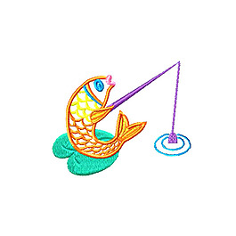 繡花 動物 魚 釣魚 嬰童裝 免費素材
