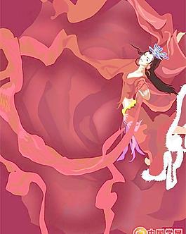 中國傳統神話人物飛天矢量素材