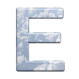 從藍色的天空 白色隔離一個字母字符集