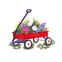 繡花 古董 交通工具 手推車 植物 免費素材