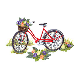 繡花 古董 交通工具 自行車 植物 免費素材