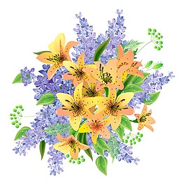 矢量圖 植物 寫意花卉 花朵 百合 免費素材