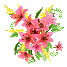 矢量圖 植物 寫(xiě)意花卉 花朵 百合 免費(fèi)素材