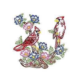 繡花 植物 花朵 動物 鳥類 免費素材
