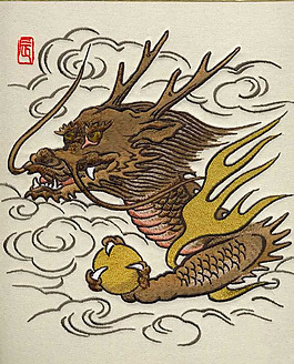 绣花 龙 云朵 十二生肖 免费素材
