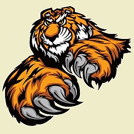 印花矢量圖 動物 老虎 色彩 黃色 免費素材
