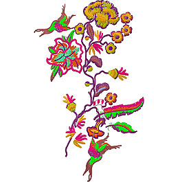 繡花 花紋 花朵 樹枝 免費素材