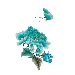 繡花 花朵 牡丹 蝴蝶 免費(fèi)素材