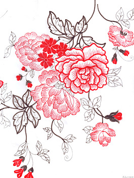繡花 花紋 花朵 免費素材