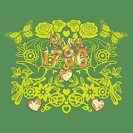 印花矢量圖 T恤圖案 圖文結(jié)合 植物 植物花紋 免費素材