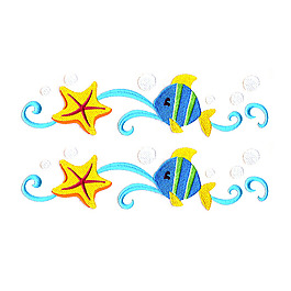 繡花 花邊 海洋生物 魚 海星 免費(fèi)素材