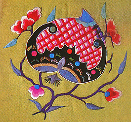 繡花 花朵 樹枝 免費素材