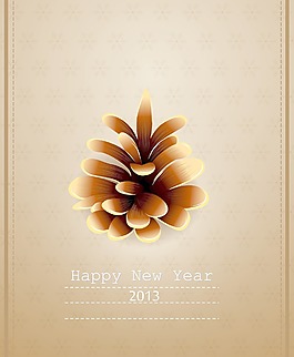 圣誕節(jié)插畫(huà)矢量與松果