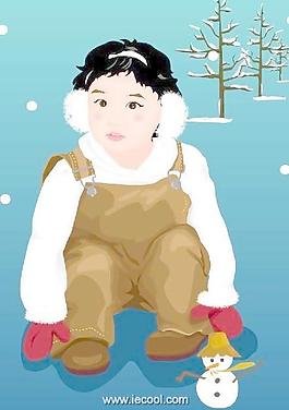 下雪小男孩