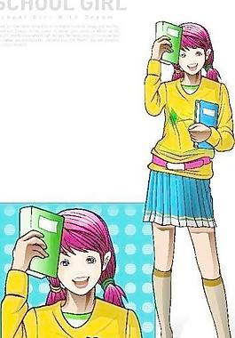 校園美女矢量圖
