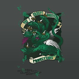 印花矢量圖 T恤圖案 動(dòng)物 恐龍 色彩 免費(fèi)素材