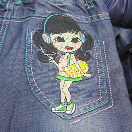 贴布 卡通 女孩 耳机 手提袋 免费素材