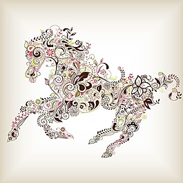 印花矢量圖 動(dòng)物 馬 花紋 色彩 免費(fèi)素材