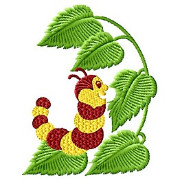 繡花 樹葉 蟲子 免費素材