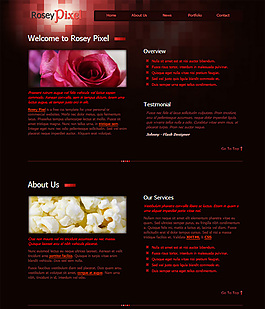 玫瑰像素CSS網(wǎng)頁模板