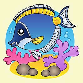 印花矢量圖 卡通 動物 魚 色彩 免費素材
