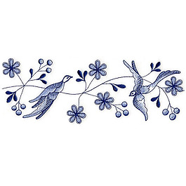 繡花 小鳥 花朵 免費素材