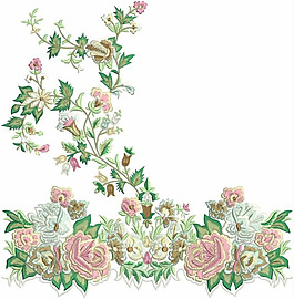 繡花 花朵 牡丹 樹葉 免費(fèi)素材